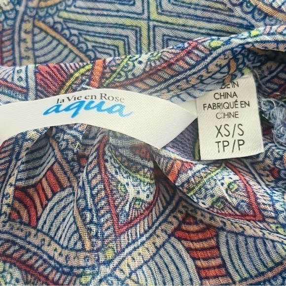 La VIE EN ROSE AQUA Chiffon Sheer Bathing Suit CoverUp Sleeveless Dress Size XS - Picture 7 of 11